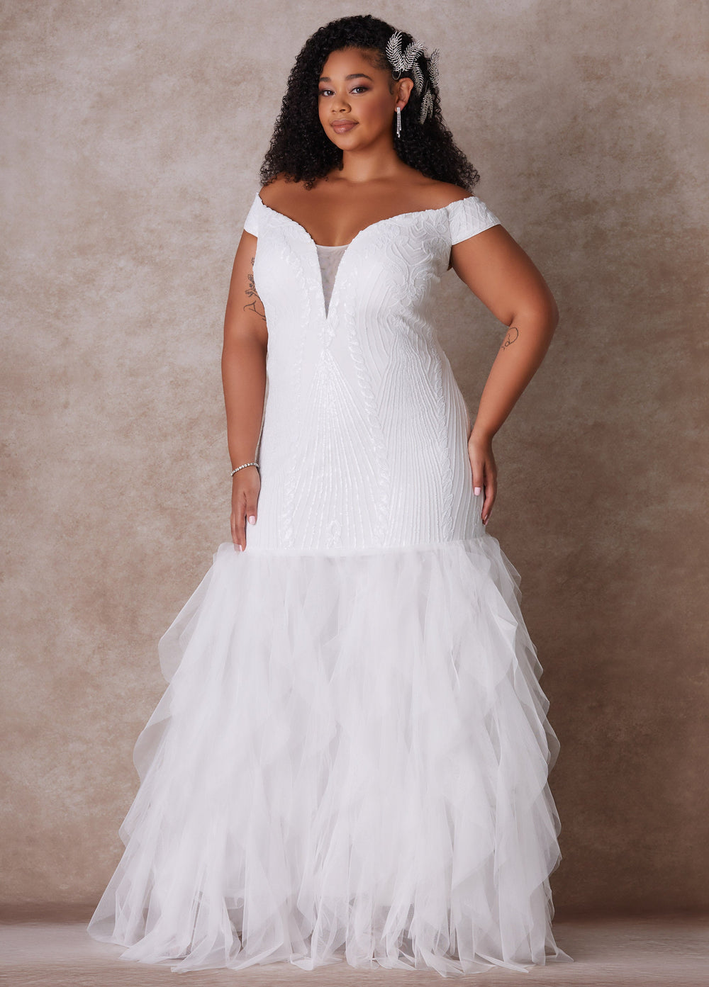 The Brynn Wedding Gown Egret | Ashley Stewart