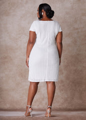 The Dani Sequin Shift Dress White | Ashley Stewart