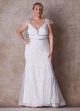 Plus Size Wedding Fitted Gown Bridal Gown Plus Size Bridal Fashion Egret | Ashley Stewart