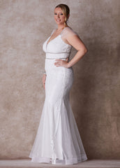 Plus Size Wedding Fitted Gown Bridal Gown Plus Size Bridal Fashion Egret | Ashley Stewart