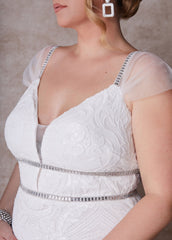 Plus Size Wedding Fitted Gown Bridal Gown Plus Size Bridal Fashion Egret | Ashley Stewart