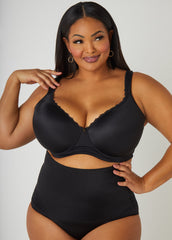 Lace Trim Full Coverage Butterfly Bra Black | Ashley Stewart