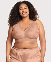Bramour Lexington Lace Plunge Bralette Cappuccino | Ashley Stewart