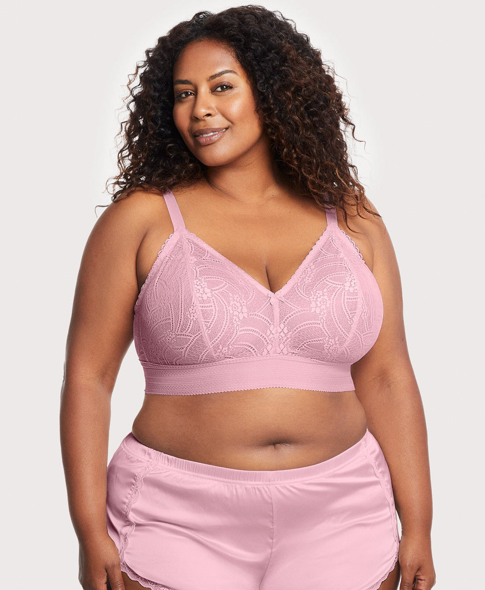 Bramour Gramercy Triangle Lace Bralette Mauve | Ashley Stewart