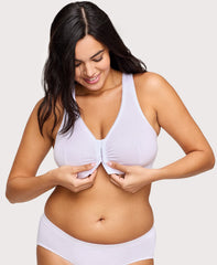 Lace Paneled T Back Comfort Bra White | Ashley Stewart