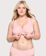 T Back Lace Panel Comfort Bra Pink Blush | Ashley Stewart