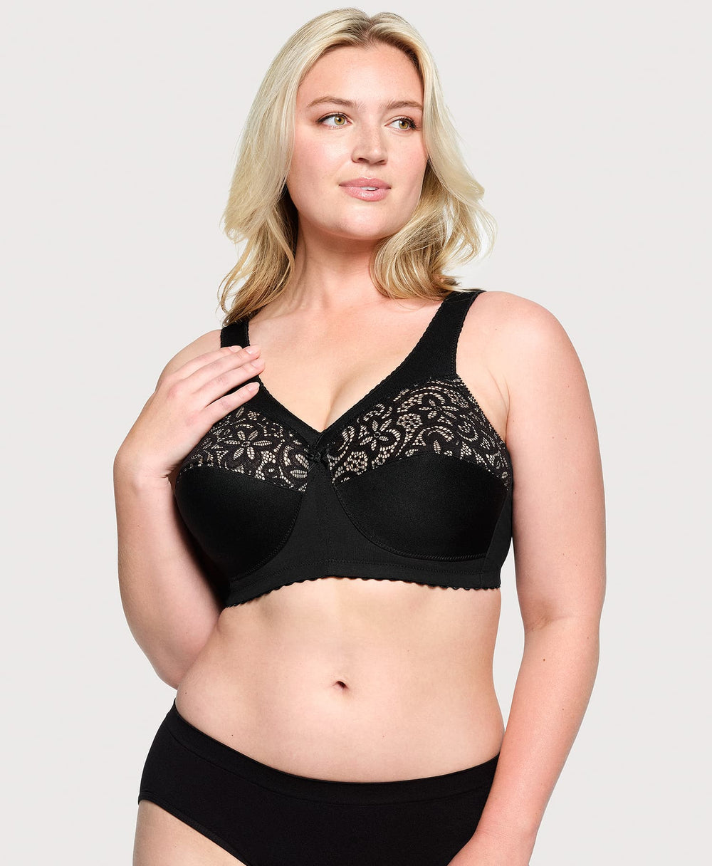 MagicLift Cotton Support Bra Black | Ashley Stewart