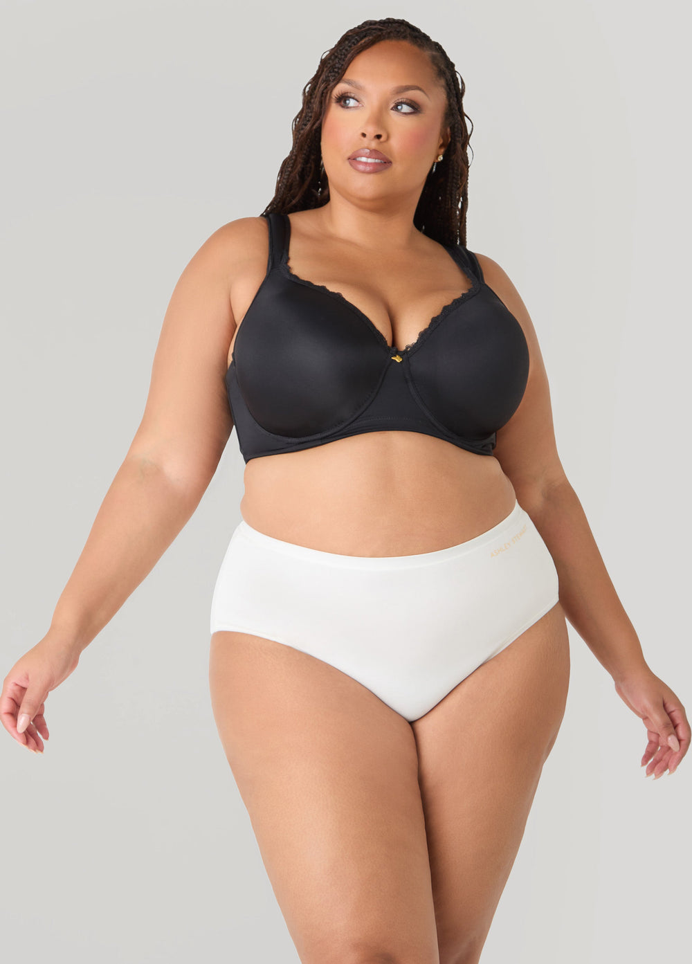 Full Coverage Stretch Cotton Briefs Egret | Ashley Stewart