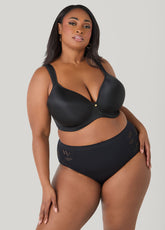 Seamless Cutout High Waist Briefs Black | Ashley Stewart