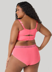 Sheer Striped Microfiber Briefs Calypso Coral | Ashley Stewart