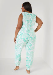 Moon To Noon Leaf Print PJs Set Multi | Ashley Stewart