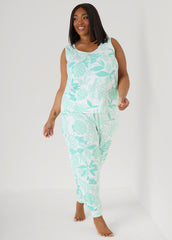Moon To Noon Leaf Print PJs Set Multi | Ashley Stewart