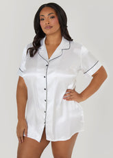 Satin Sleepshirt White | Ashley Stewart