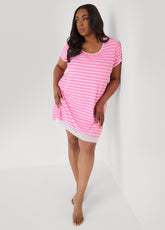 Ellen Tracy Striped Sleepshirt Pink | Ashley Stewart