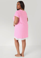 Ellen Tracy Striped Sleepshirt Pink | Ashley Stewart