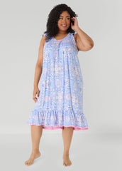 Ellen Tracy Printed Night Gown Blue | Ashley Stewart