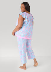 Ellen Tracy Floral PJ Capris Set Purple | Ashley Stewart