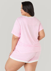 Anne Klein Striped PJs Shorts Set Pink | Ashley Stewart