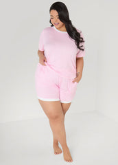 Anne Klein Striped PJs Shorts Set Pink | Ashley Stewart
