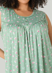 Moon To Noon Floral Nightgown Green | Ashley Stewart