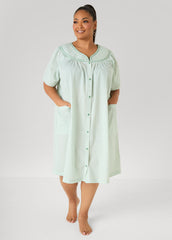 Moon To Noon Gingham Sleep Dress Green | Ashley Stewart