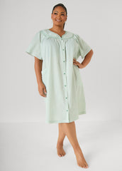 Moon To Noon Gingham Sleep Dress Green | Ashley Stewart