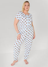 Moon To Noon Bear Print Jumpsuit Set Blue | Ashley Stewart