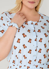 Moon To Noon Bear Print Jumpsuit Set Blue | Ashley Stewart