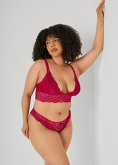 Lace Bralette Two Piece Set Plum | Ashley Stewart