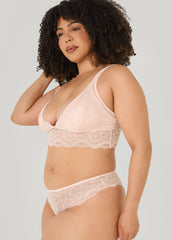 Lace Bralette Lingerie Set Beige | Ashley Stewart