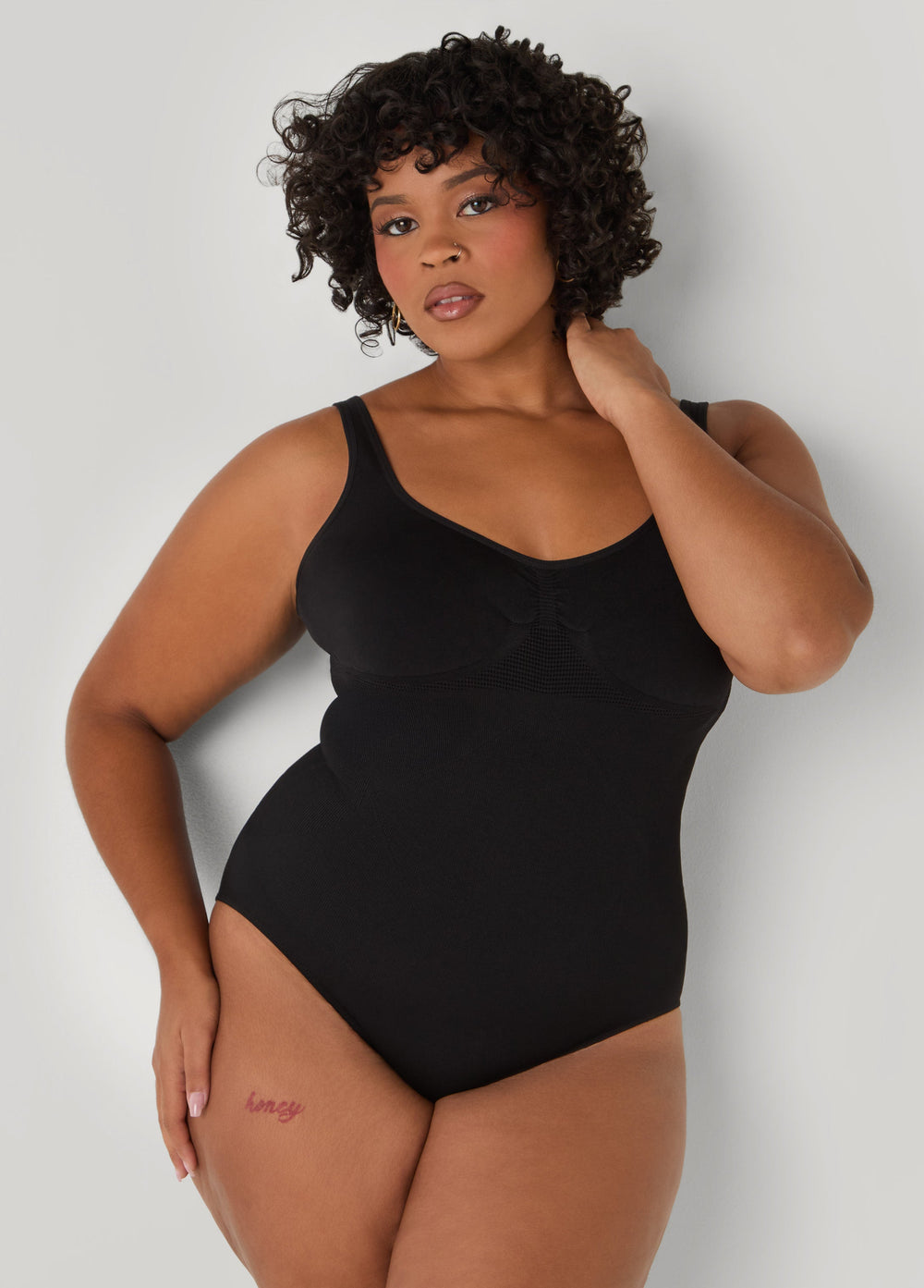 Seamless Medium Control Bodysuit Black | Ashley Stewart