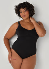 Seamless Medium Control Bodysuit Black | Ashley Stewart