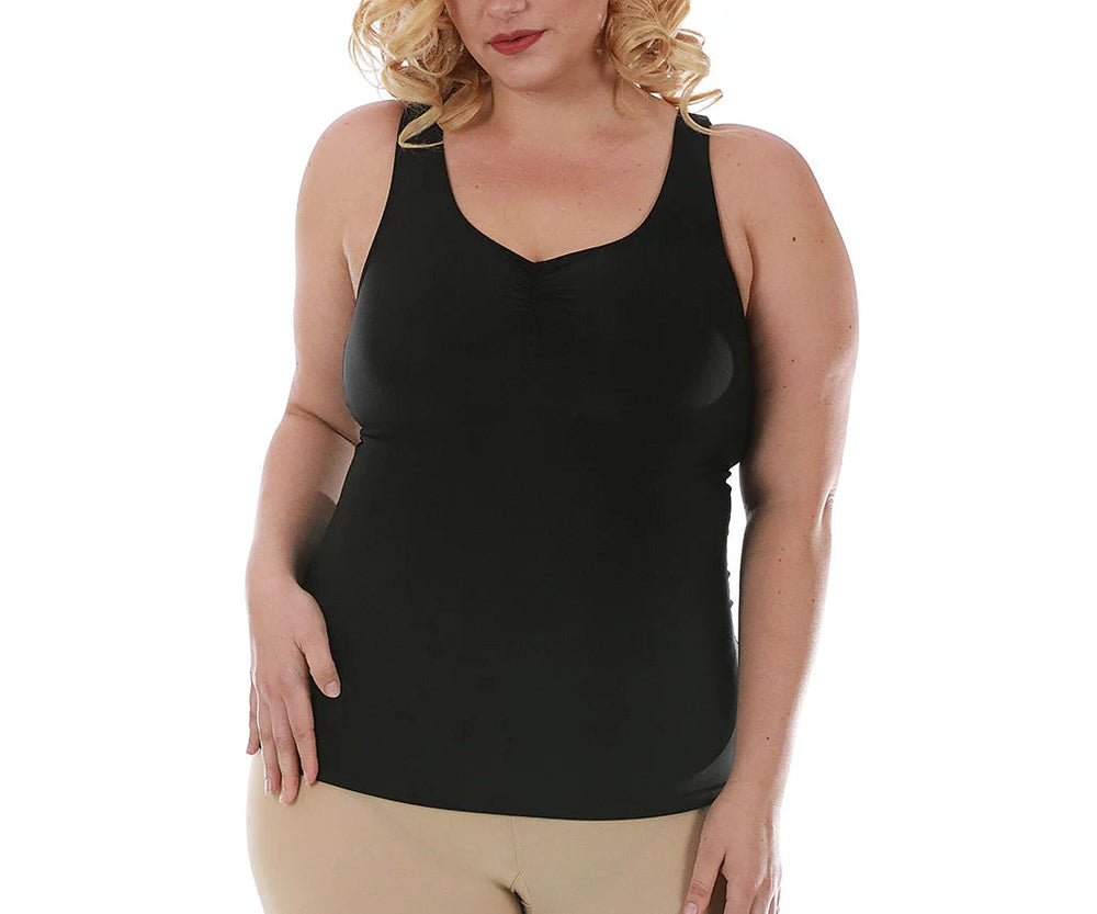 InstantFigure Shirred Shapewear Tank Black | Ashley Stewart