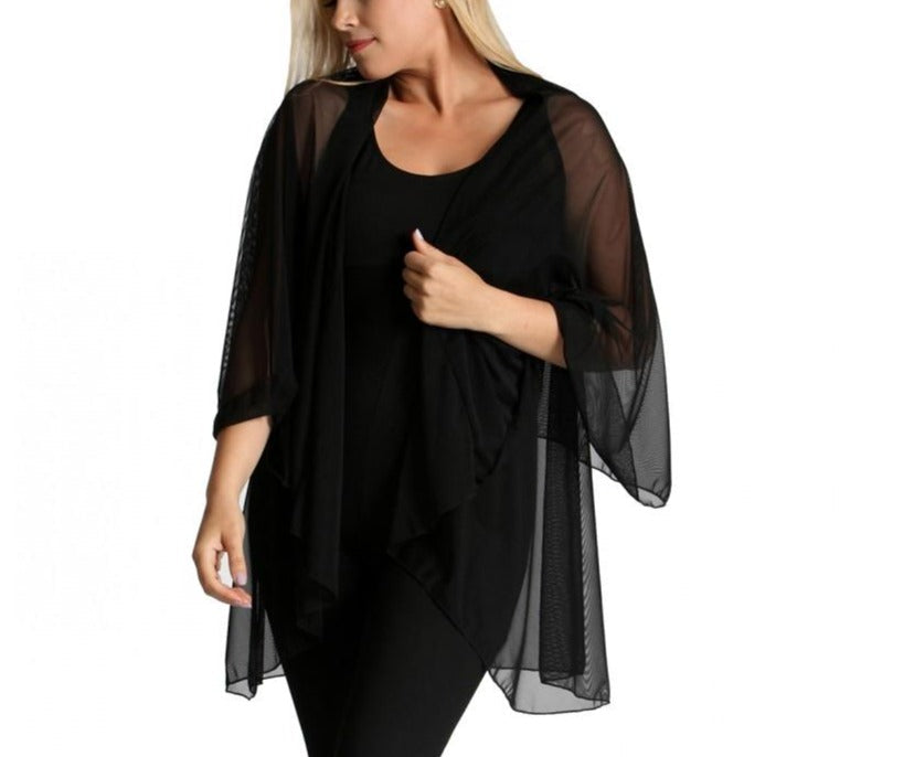 InstantFigure Short Mesh Coverup Black | Ashley Stewart