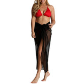 InstantFigure Long Mesh Cover Up Sarong Black | Ashley Stewart