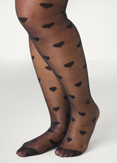 Hearts Footed Tights Black | Ashley Stewart