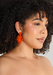 Marbled Leaf Earrings Orangeade | Ashley Stewart