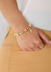 Cross And Heart Charm Bracelet Multi | Ashley Stewart