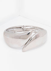 Silver Tone Hinged Cuff Silver | Ashley Stewart