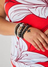 Clover Crystal And Bead Bracelets Black | Ashley Stewart
