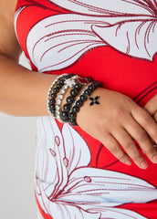 Clover Crystal And Bead Bracelets Black | Ashley Stewart
