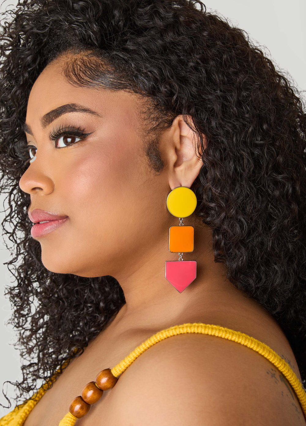 Colorblocked Dangle Earrings Multi | Ashley Stewart