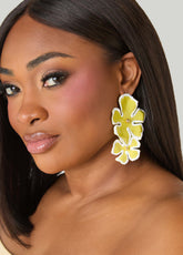 Painted Flower Dangle Earrings Canary Yellow | Ashley Stewart