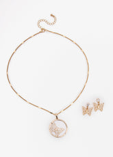 Butterfly Necklace And Earrings Set White | Ashley Stewart