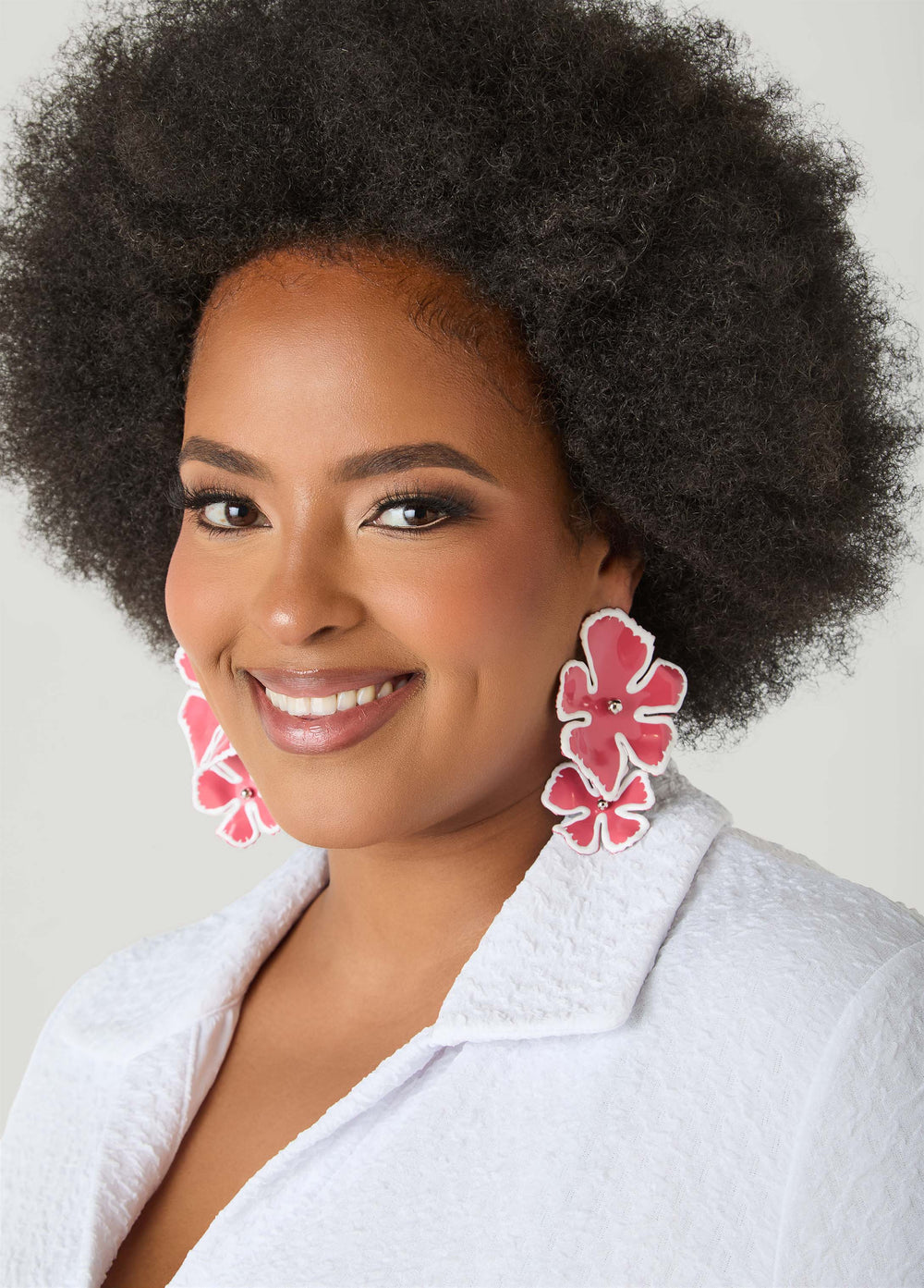 Dangle Flowers Earrings Calypso Coral | Ashley Stewart