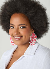 Dangle Flowers Earrings Calypso Coral | Ashley Stewart