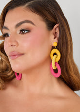 Tri Tone Link Earrings Multi | Ashley Stewart