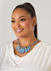 Denim Necklace And Earrings Set Denim | Ashley Stewart