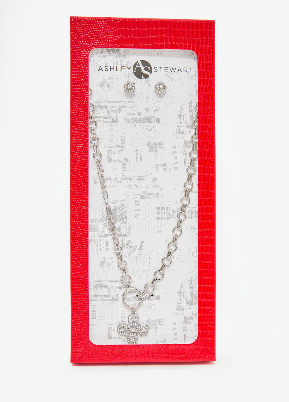 Crystal Cross Necklace Box Set Silver | Ashley Stewart
