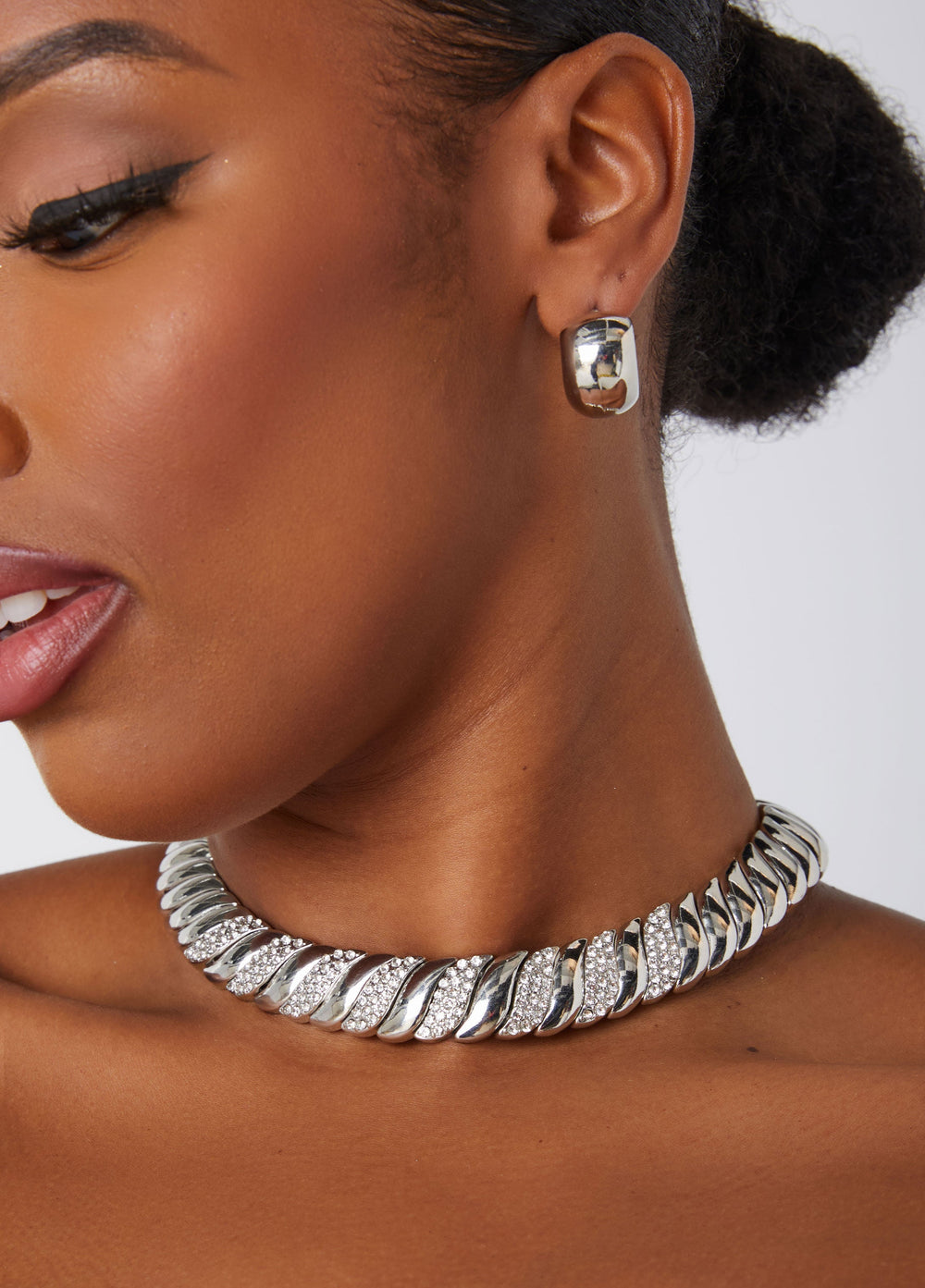 Trendy Crystal Necklace Silver Necklaces Statement Necklace Silver | Ashley Stewart